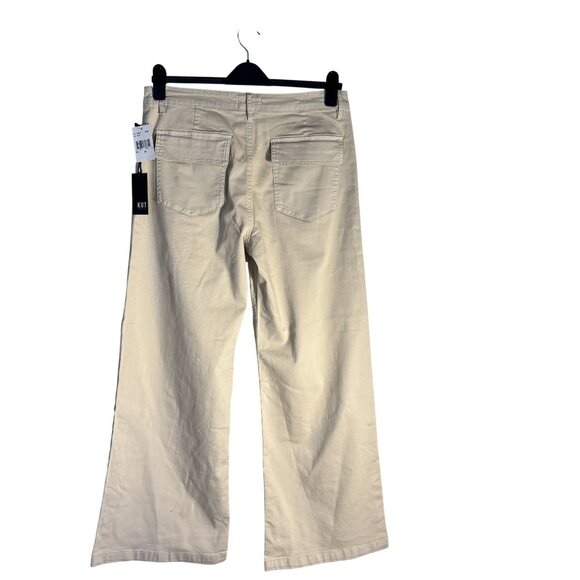 Kut From The Kloth Meg Beige Wide-Leg Pants Size 12 Cotton Blend - Picture 5 of 13